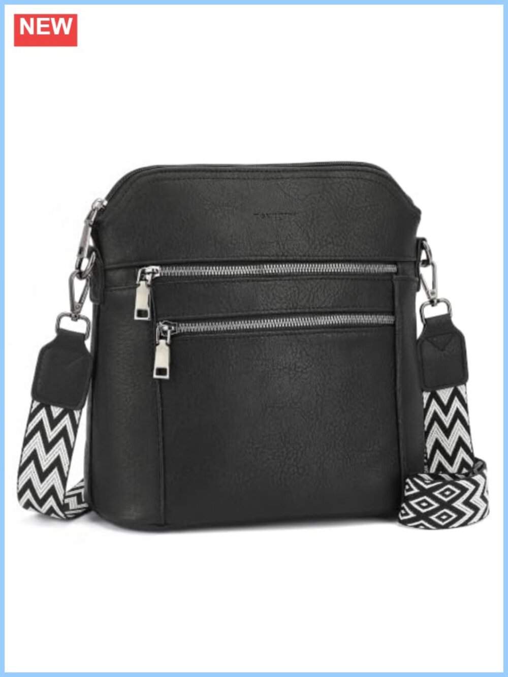 Vegan Leather Crossbody Bag Medium Multi-Pocket Purse Travel Everyday